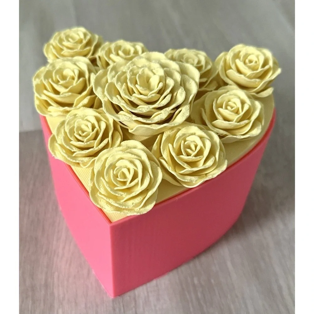 Roses Heart Container Valentine's Day 3D printed jewelry box gift